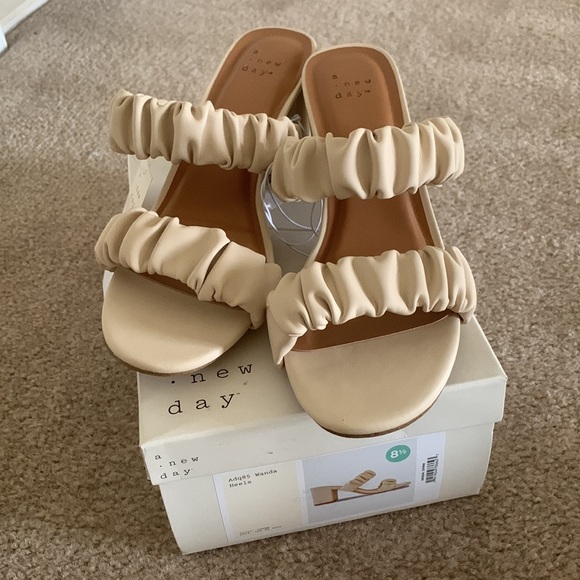 A New Day | Wanda Ruched Block Heeled Sandals - Cream - Picture 9 of 12